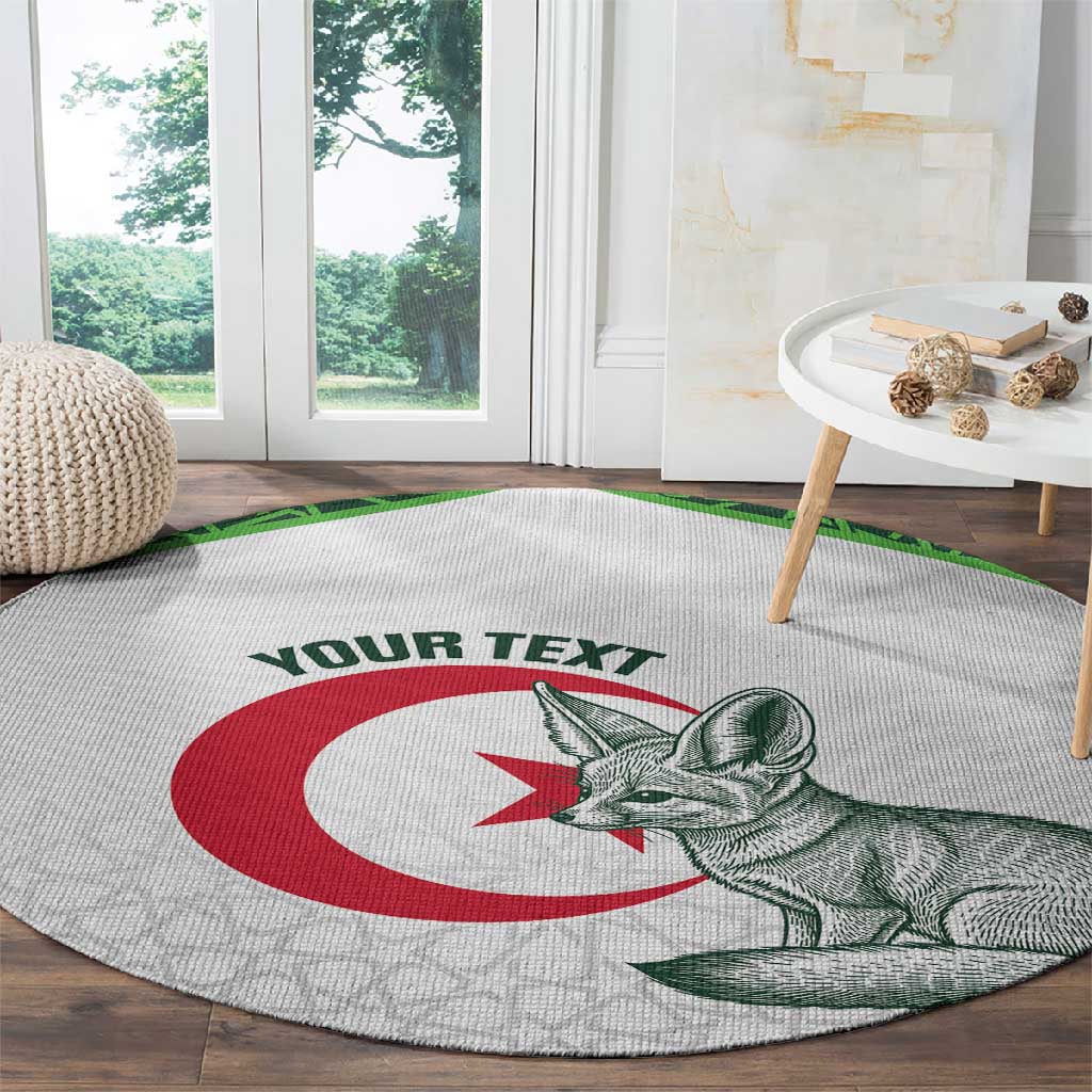 Custom Algeria Football Round Carpet 2026 Go Greens Fennec With Islamic Pattern - Wonder Print Shop