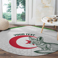 Custom Algeria Football Round Carpet 2026 Go Greens Fennec With Islamic Pattern - Wonder Print Shop