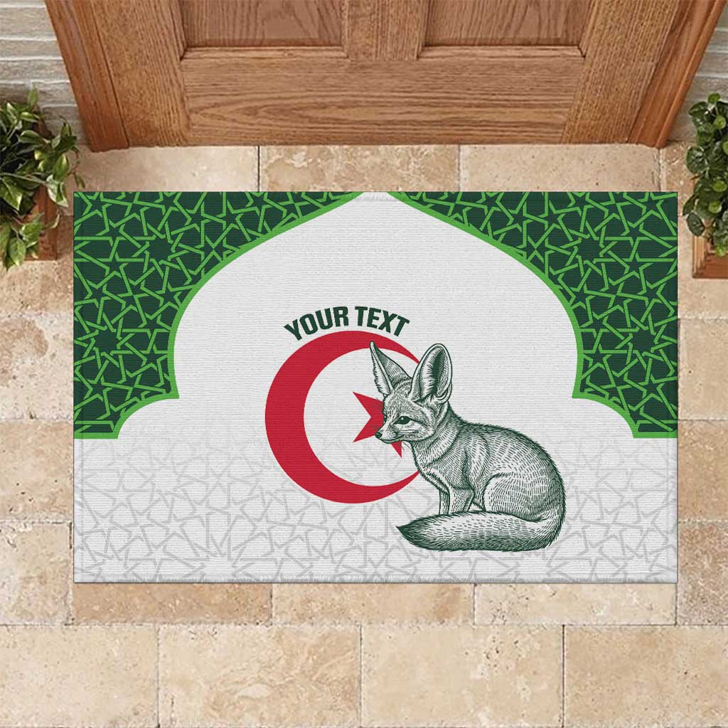 Custom Algeria Football Rubber Doormat 2026 Go Greens Fennec With Islamic Pattern - Wonder Print Shop