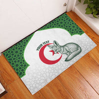 Custom Algeria Football Rubber Doormat 2026 Go Greens Fennec With Islamic Pattern - Wonder Print Shop