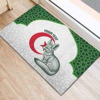 Custom Algeria Football Rubber Doormat 2026 Go Greens Fennec With Islamic Pattern - Wonder Print Shop