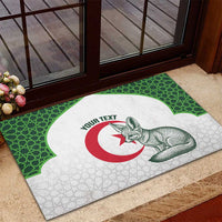Custom Algeria Football Rubber Doormat 2026 Go Greens Fennec With Islamic Pattern - Wonder Print Shop