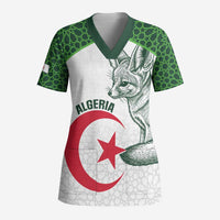 Custom Algeria Football Scrub Top 2026 Go Greens Fennec With Islamic Pattern - Wonder Print Shop