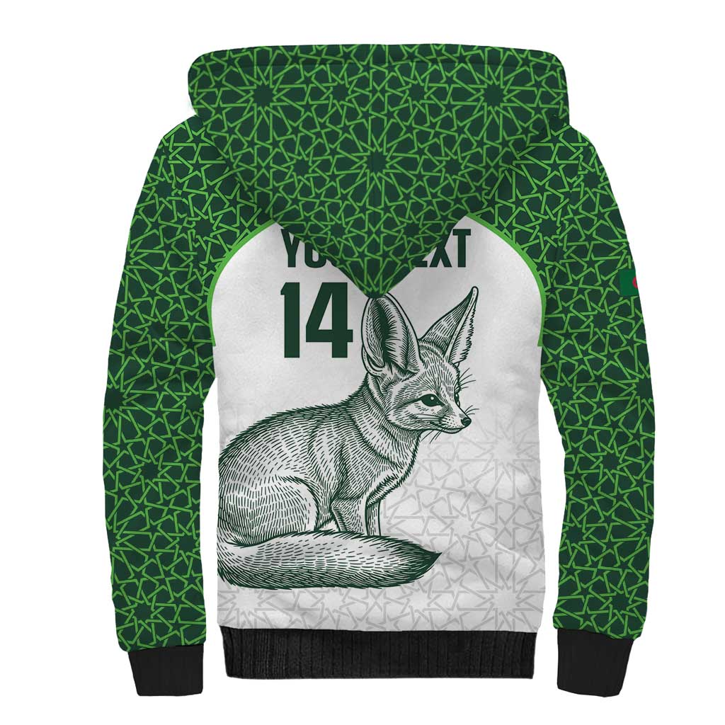 Custom Algeria Football Sherpa Hoodie 2026 Go Greens Fennec With Islamic Pattern - Wonder Print Shop
