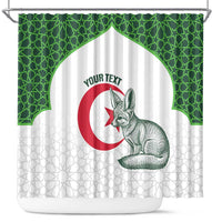Custom Algeria Football Shower Curtain 2026 Go Greens Fennec With Islamic Pattern - Wonder Print Shop