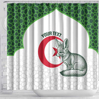 Custom Algeria Football Shower Curtain 2026 Go Greens Fennec With Islamic Pattern - Wonder Print Shop