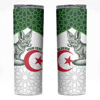 Custom Algeria Football Skinny Tumbler 2026 Go Greens Fennec With Islamic Pattern - Wonder Print Shop