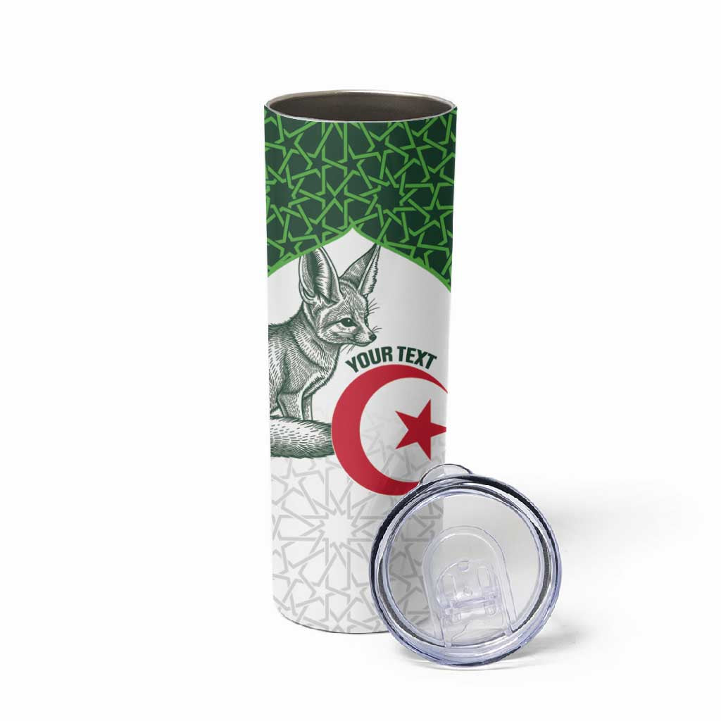 Custom Algeria Football Skinny Tumbler 2026 Go Greens Fennec With Islamic Pattern - Wonder Print Shop