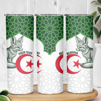 Custom Algeria Football Skinny Tumbler 2026 Go Greens Fennec With Islamic Pattern - Wonder Print Shop