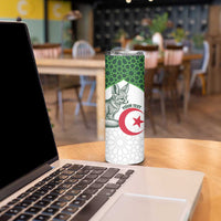 Custom Algeria Football Skinny Tumbler 2026 Go Greens Fennec With Islamic Pattern - Wonder Print Shop