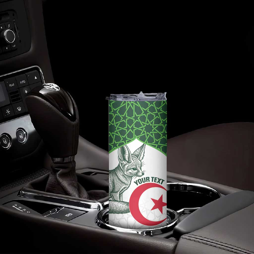 Custom Algeria Football Skinny Tumbler 2026 Go Greens Fennec With Islamic Pattern - Wonder Print Shop