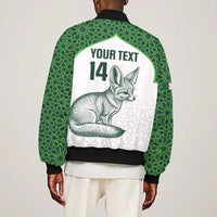 Custom Algeria Football Sleeve Zip Bomber Jacket 2026 Go Greens Fennec With Islamic Pattern - Wonder Print Shop