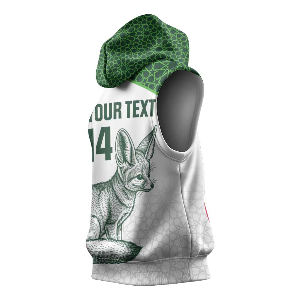 Custom Algeria Football Sleeveless Hoodie 2026 Go Greens Fennec With Islamic Pattern - Wonder Print Shop