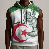 Custom Algeria Football Sleeveless Hoodie 2026 Go Greens Fennec With Islamic Pattern - Wonder Print Shop