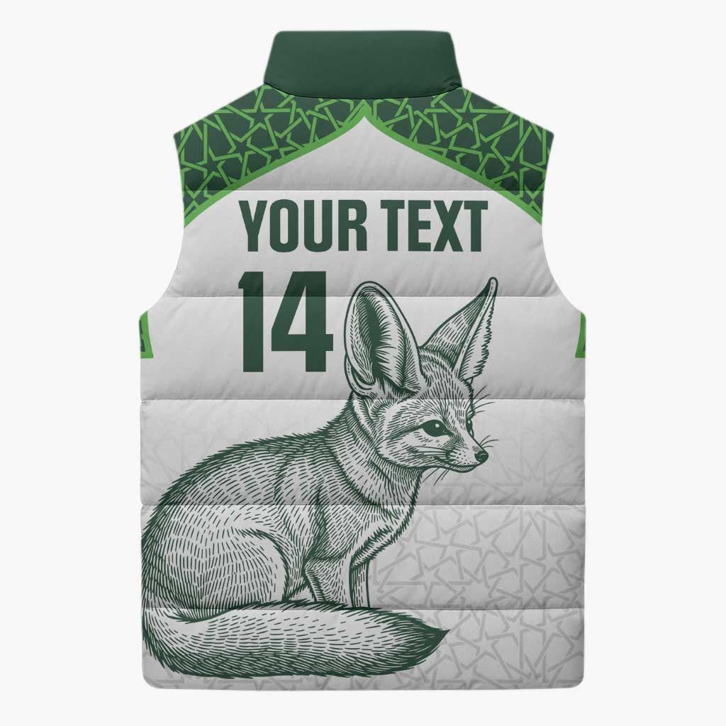 Custom Algeria Football Sleeveless Puffer Jacket 2026 Go Greens Fennec With Islamic Pattern - Wonder Print Shop