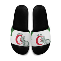 Custom Algeria Football Slide Sandals 2026 Go Greens Fennec With Islamic Pattern - Wonder Print Shop