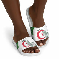 Custom Algeria Football Slide Sandals 2026 Go Greens Fennec With Islamic Pattern - Wonder Print Shop