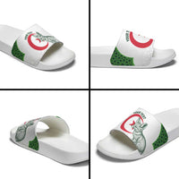 Custom Algeria Football Slide Sandals 2026 Go Greens Fennec With Islamic Pattern - Wonder Print Shop