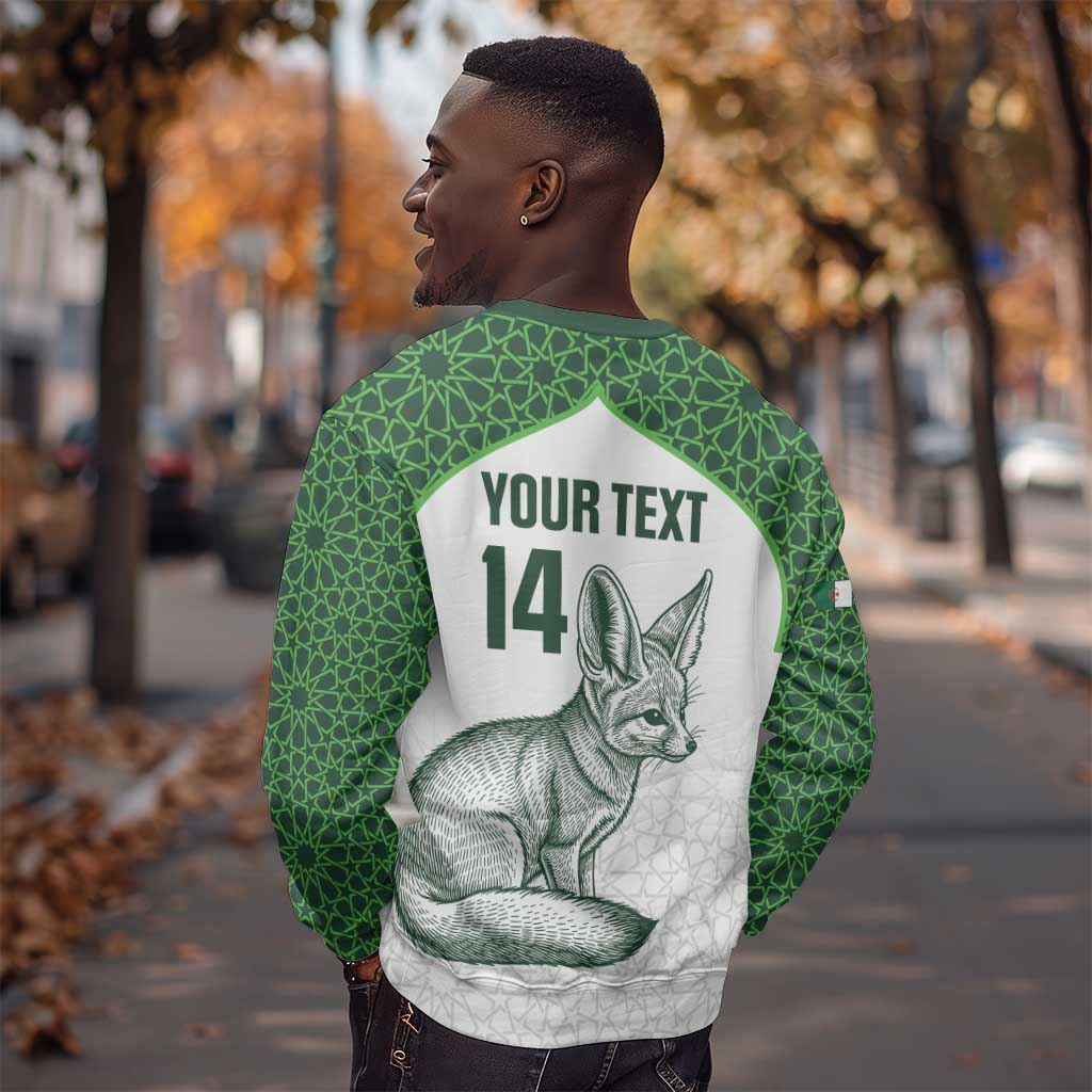 Custom Algeria Football Sweatshirt 2026 Go Greens Fennec With Islamic Pattern - Wonder Print Shop