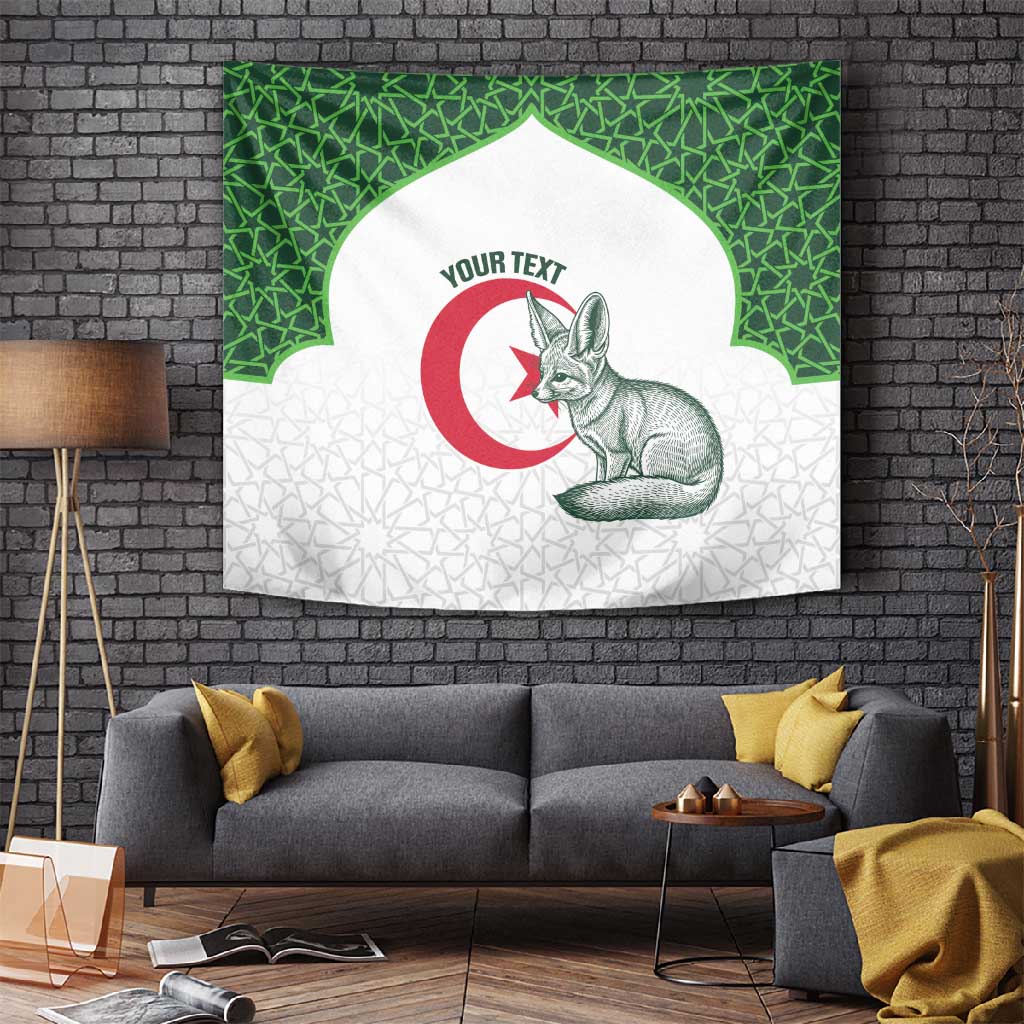 Custom Algeria Football Tapestry 2026 Go Greens Fennec With Islamic Pattern - Wonder Print Shop