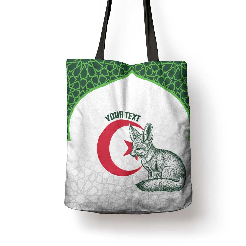 Custom Algeria Football Tote Bag 2026 Go Greens Fennec With Islamic Pattern - Wonder Print Shop