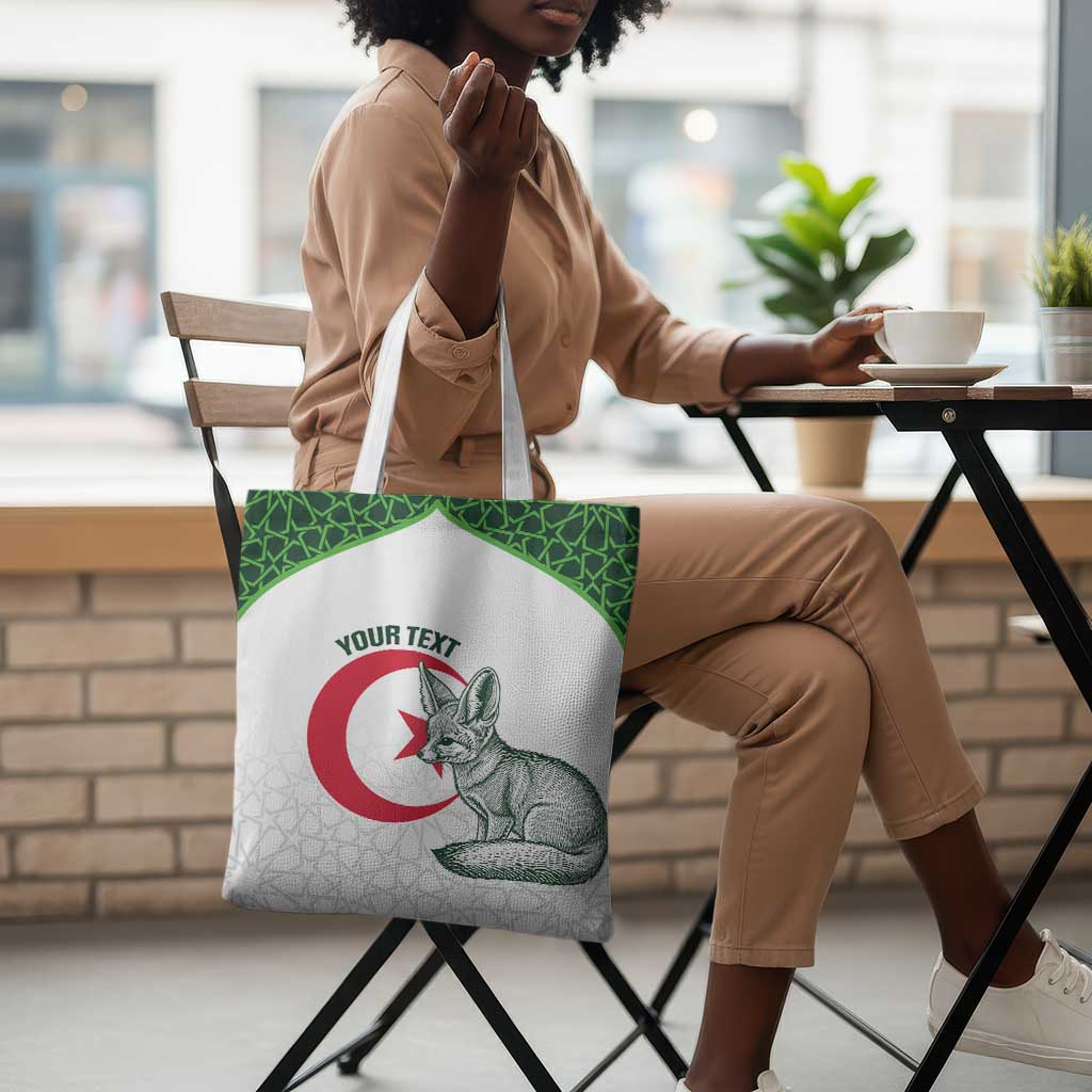 Custom Algeria Football Tote Bag 2026 Go Greens Fennec With Islamic Pattern - Wonder Print Shop