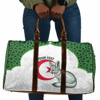 Custom Algeria Football Travel Bag 2026 Go Greens Fennec With Islamic Pattern - Wonder Print Shop