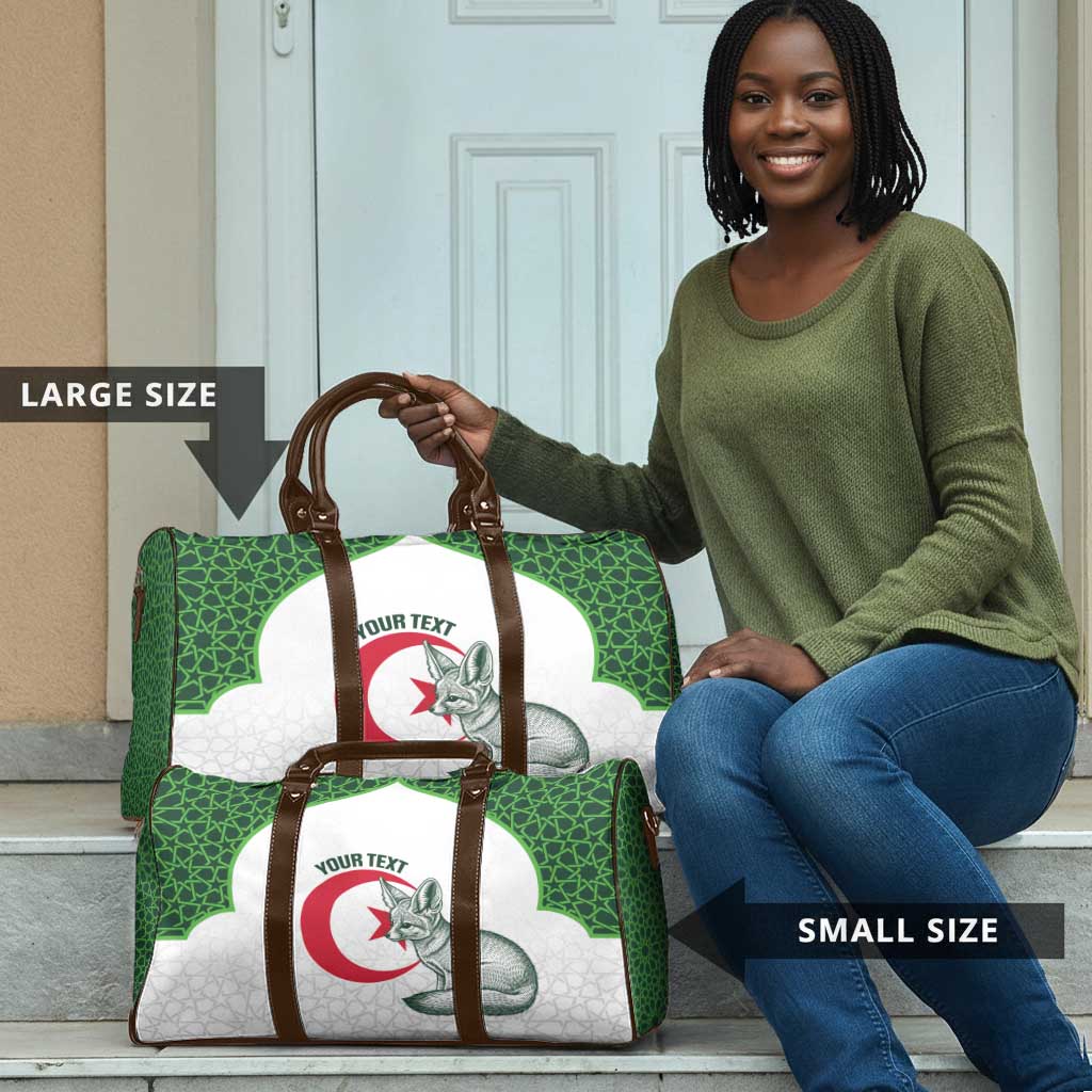 Custom Algeria Football Travel Bag 2026 Go Greens Fennec With Islamic Pattern - Wonder Print Shop