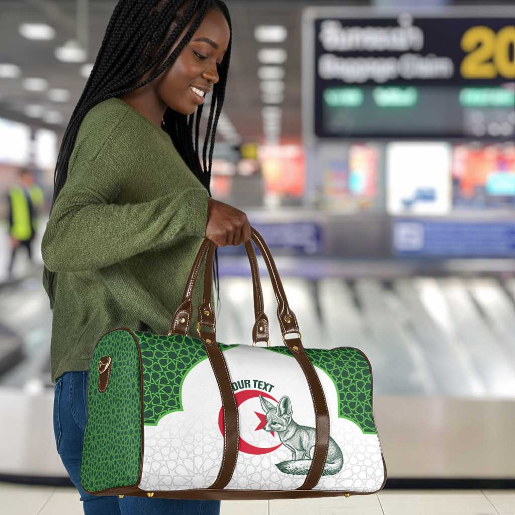 Custom Algeria Football Travel Bag 2026 Go Greens Fennec With Islamic Pattern - Wonder Print Shop
