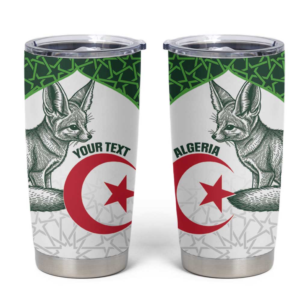 Custom Algeria Football Tumbler Cup 2026 Go Greens Fennec With Islamic Pattern - Wonder Print Shop