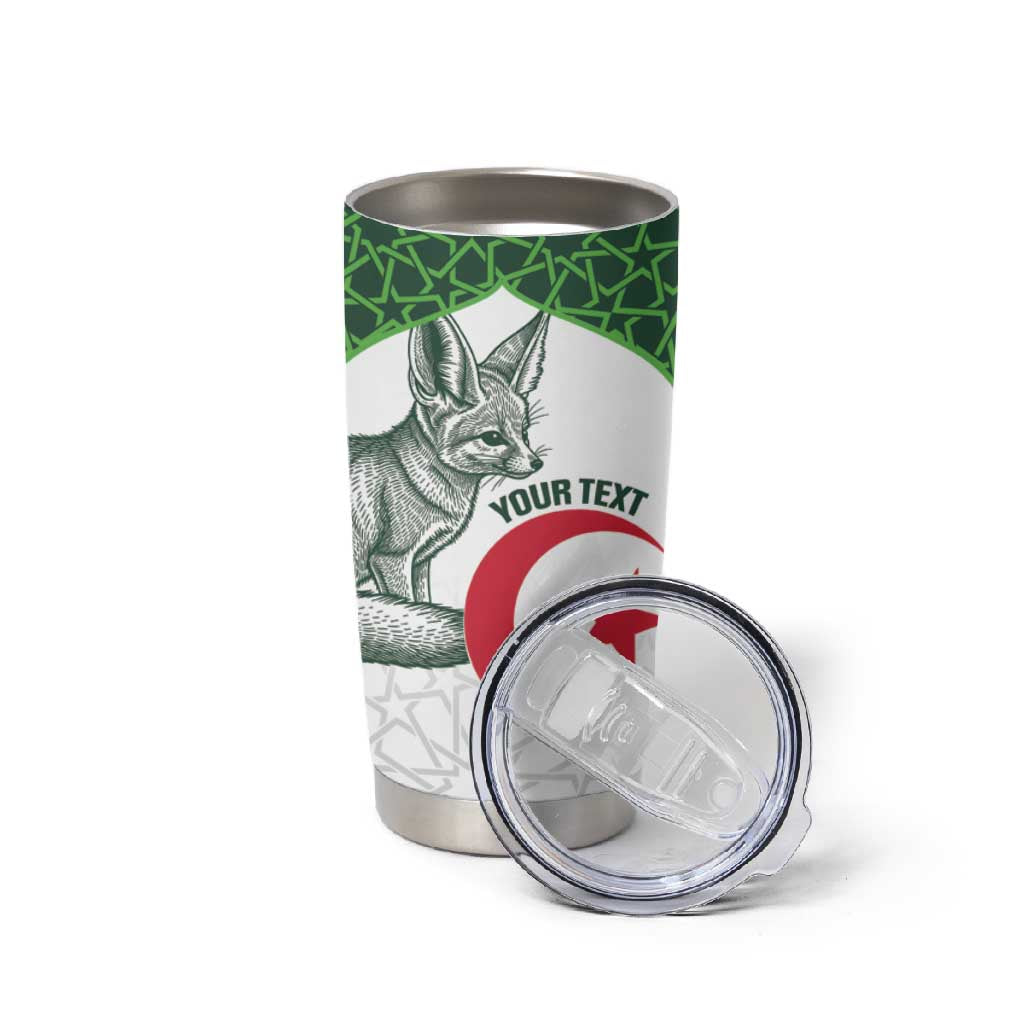 Custom Algeria Football Tumbler Cup 2026 Go Greens Fennec With Islamic Pattern - Wonder Print Shop
