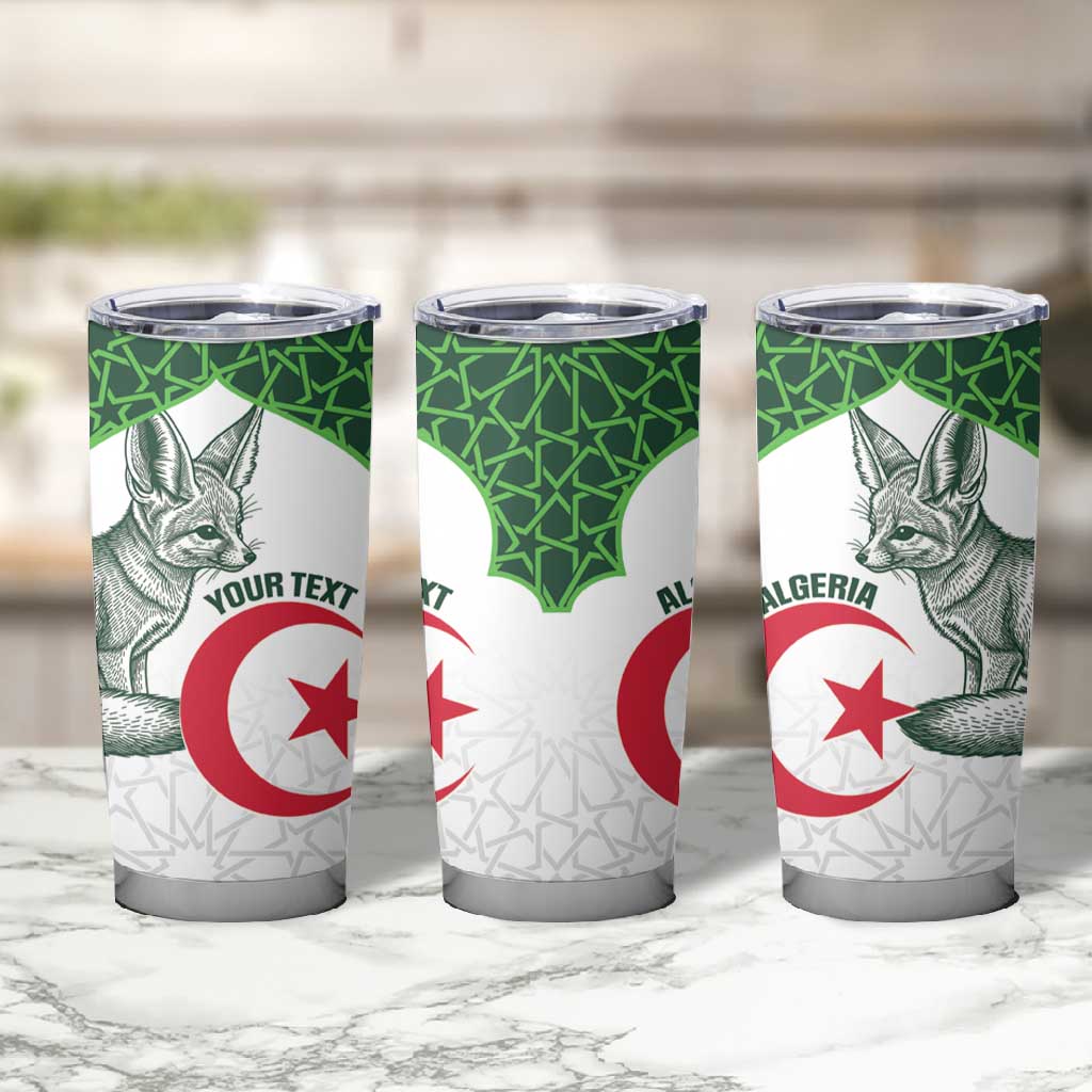 Custom Algeria Football Tumbler Cup 2026 Go Greens Fennec With Islamic Pattern - Wonder Print Shop