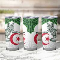 Custom Algeria Football Tumbler Cup 2026 Go Greens Fennec With Islamic Pattern - Wonder Print Shop