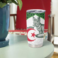 Custom Algeria Football Tumbler Cup 2026 Go Greens Fennec With Islamic Pattern - Wonder Print Shop