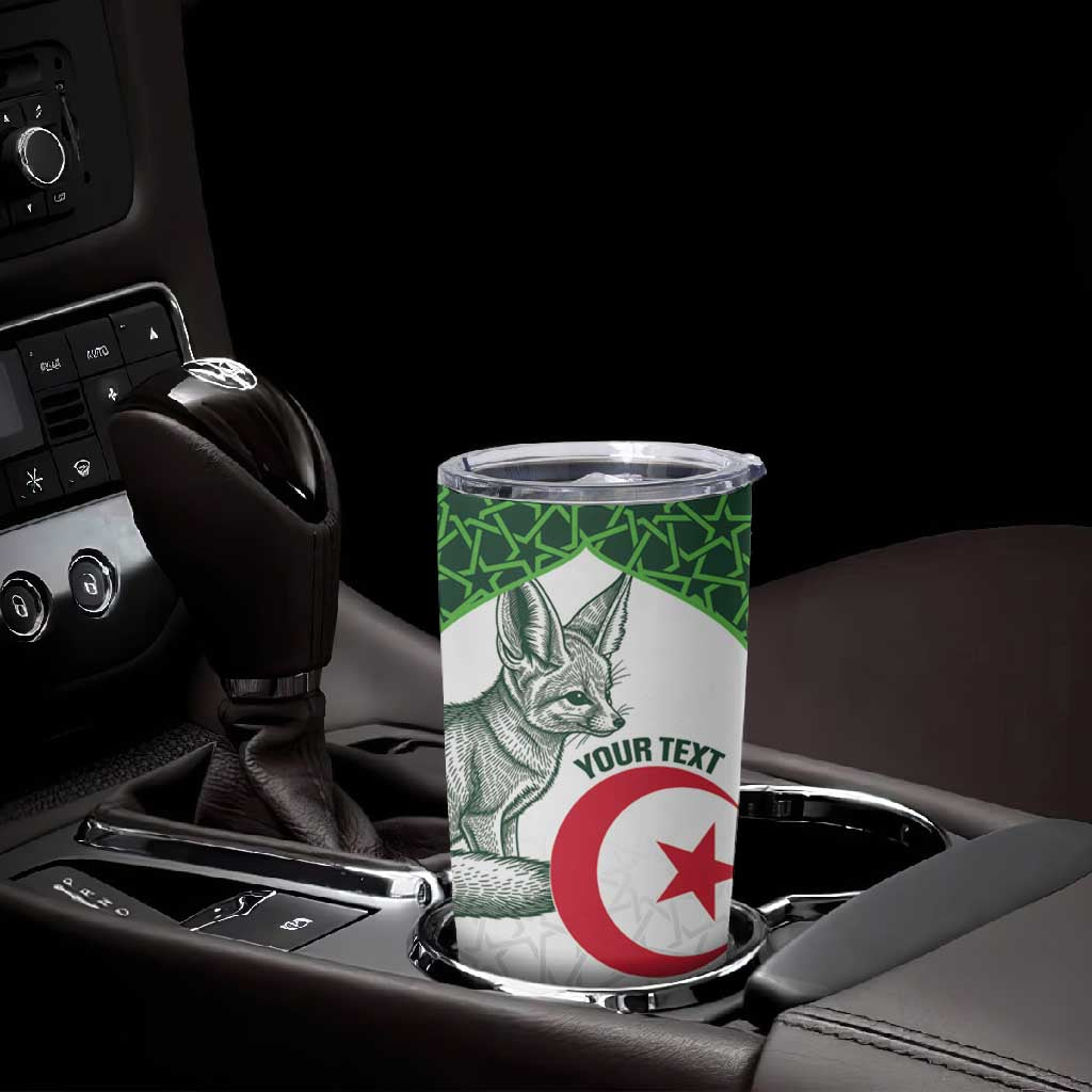 Custom Algeria Football Tumbler Cup 2026 Go Greens Fennec With Islamic Pattern - Wonder Print Shop