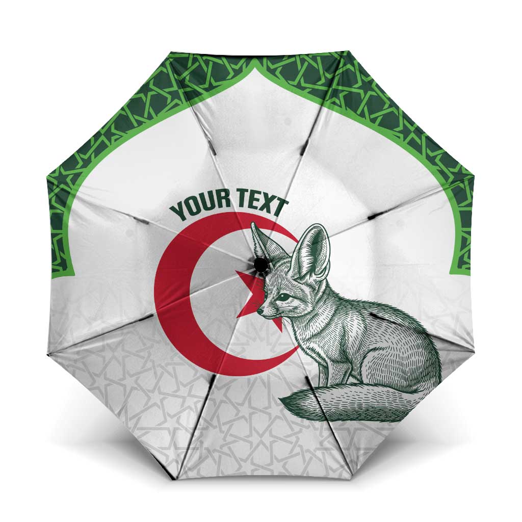 Custom Algeria Football Umbrella 2026 Go Greens Fennec With Islamic Pattern - Wonder Print Shop