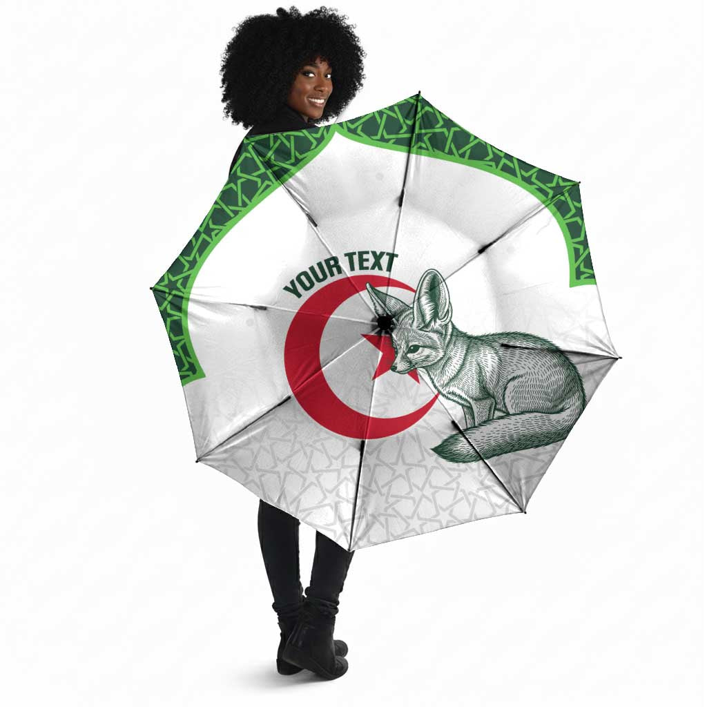 Custom Algeria Football Umbrella 2026 Go Greens Fennec With Islamic Pattern - Wonder Print Shop