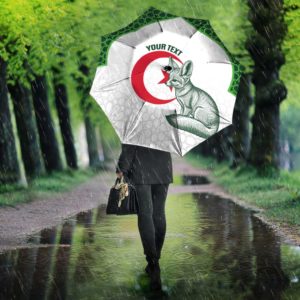 Custom Algeria Football Umbrella 2026 Go Greens Fennec With Islamic Pattern - Wonder Print Shop