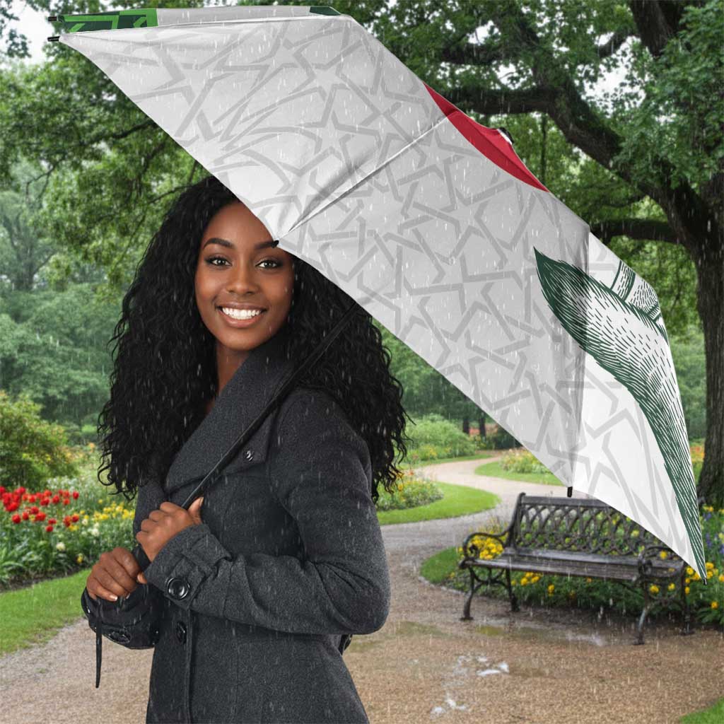Custom Algeria Football Umbrella 2026 Go Greens Fennec With Islamic Pattern - Wonder Print Shop