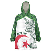 Custom Algeria Football Wearable Blanket Hoodie 2026 Go Greens Fennec With Islamic Pattern - Wonder Print Shop