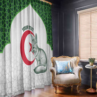 Custom Algeria Football Window Curtain 2026 Go Greens Fennec With Islamic Pattern - Wonder Print Shop