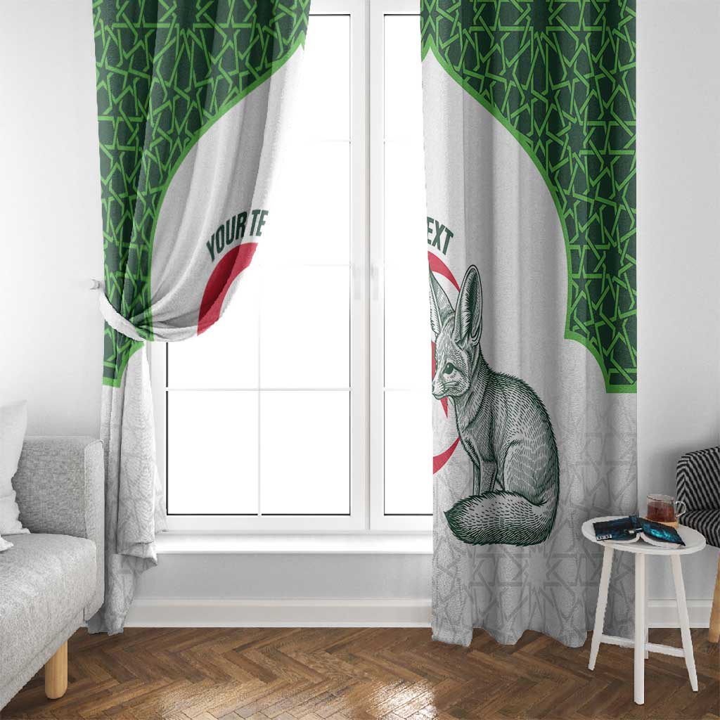 Custom Algeria Football Window Curtain 2026 Go Greens Fennec With Islamic Pattern - Wonder Print Shop