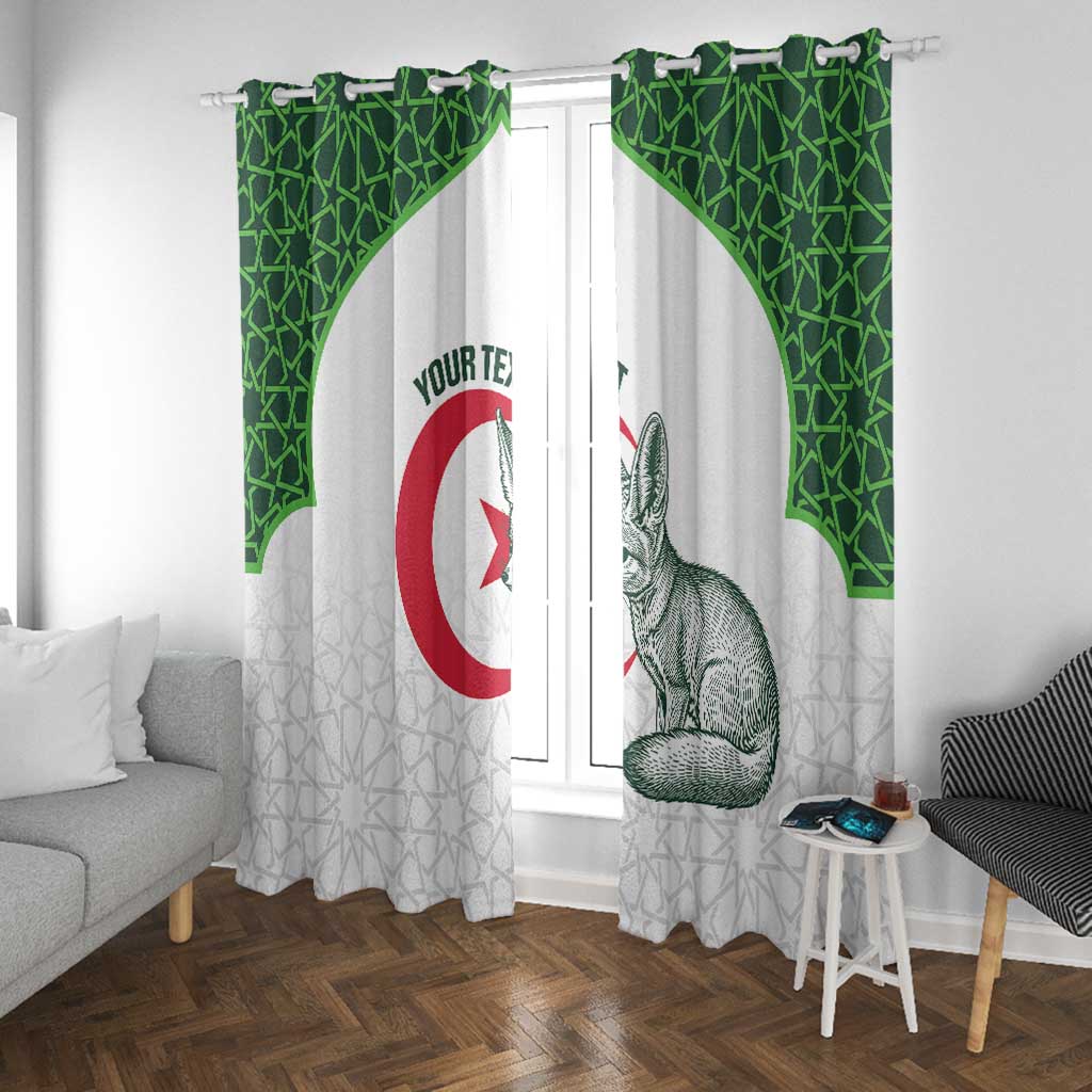 Custom Algeria Football Window Curtain 2026 Go Greens Fennec With Islamic Pattern - Wonder Print Shop
