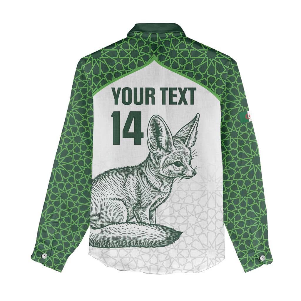 Custom Algeria Football Women Casual Shirt 2026 Go Greens Fennec With Islamic Pattern - Wonder Print Shop