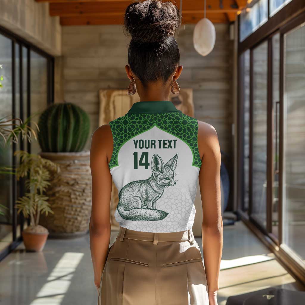 Custom Algeria Football Women Sleeveless Polo Shirt 2026 Go Greens Fennec With Islamic Pattern - Wonder Print Shop
