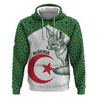 Custom Algeria Football Zip Hoodie 2026 Go Greens Fennec With Islamic Pattern - Wonder Print Shop