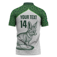 Custom Algeria Football Zipper Polo Shirt 2026 Go Greens Fennec With Islamic Pattern - Wonder Print Shop