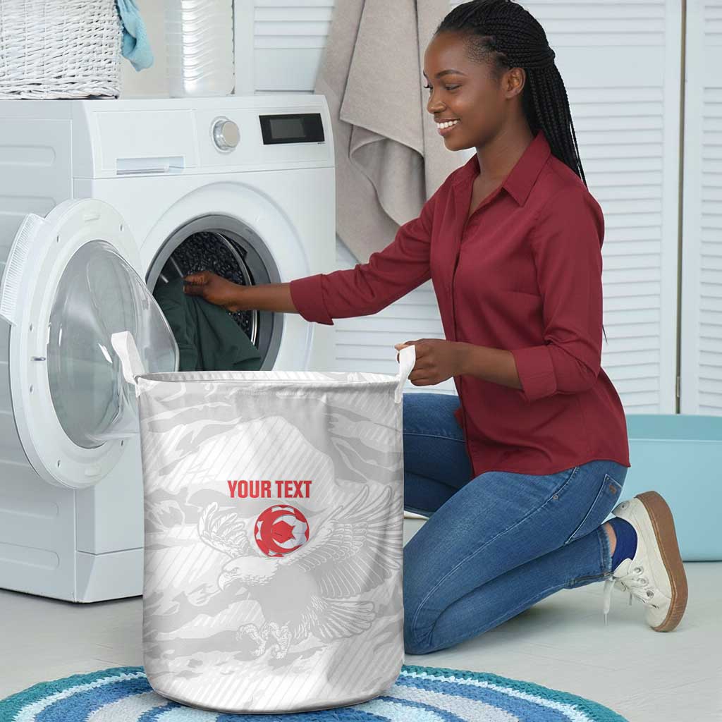 Custom Tunisia Football Laundry Basket 2026 Eagles of Carthage White Grunge - Wonder Print Shop