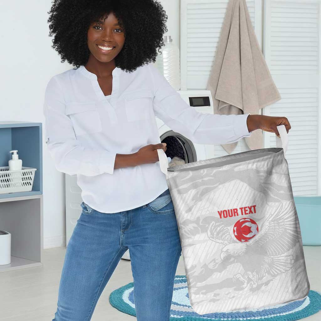 Custom Tunisia Football Laundry Basket 2026 Eagles of Carthage White Grunge - Wonder Print Shop