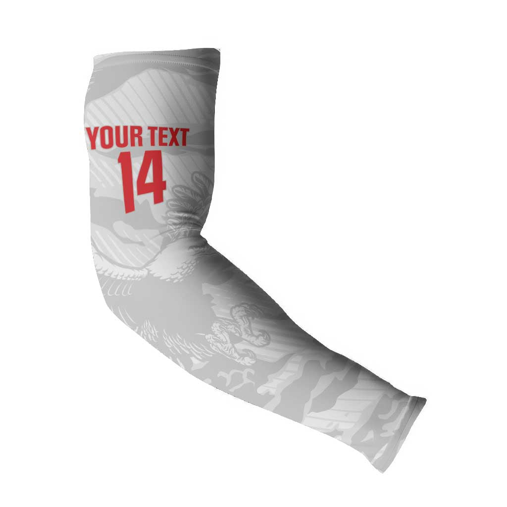 Custom Tunisia Football Arm Sleeves 2026 Eagles of Carthage White Grunge - Wonder Print Shop